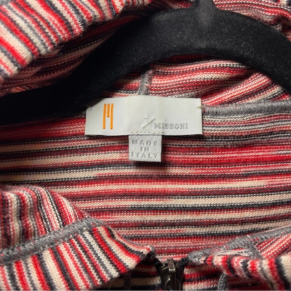 Missoni Women's Red & Black Y2K stripes wool blend zip up hoodie jacket in US 2 - Picture 4 of 6